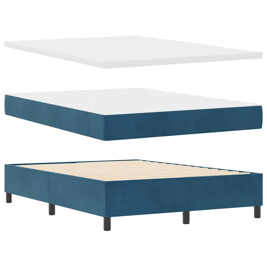 Boxspringbett mit Kopfteil Blau 140 x 190 cm Samt