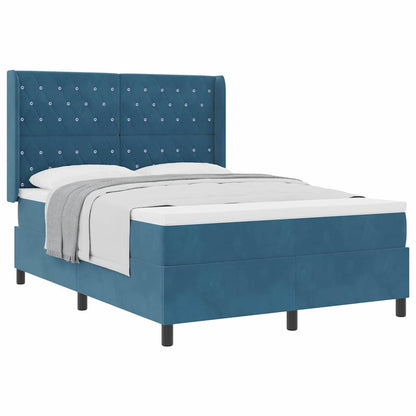 Boxspringbett mit Kopfteil Blau 140 x 190 cm Samt