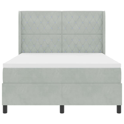 Boxspringbett mit Kopfteil Hellgrau 140 x 200 cm Samt