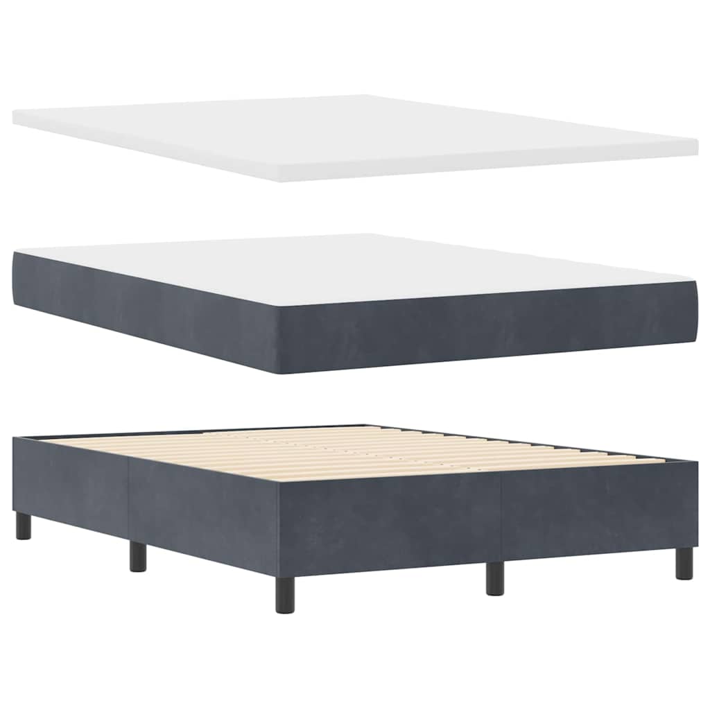 Boxspringbett mit Kopfteil Dunkelgrau 140 x 200 cm Samt