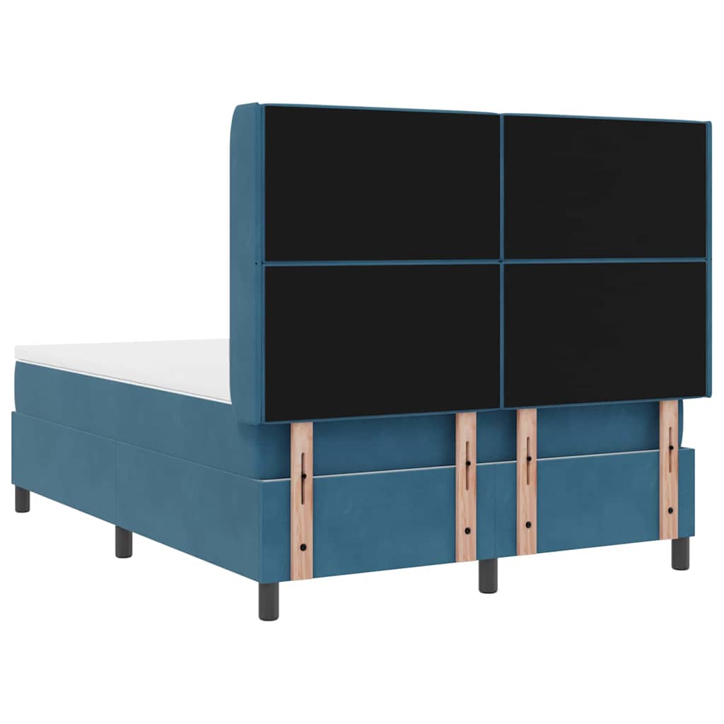 Boxspringbett mit Kopfteil Blau 140 x 200 cm Samt