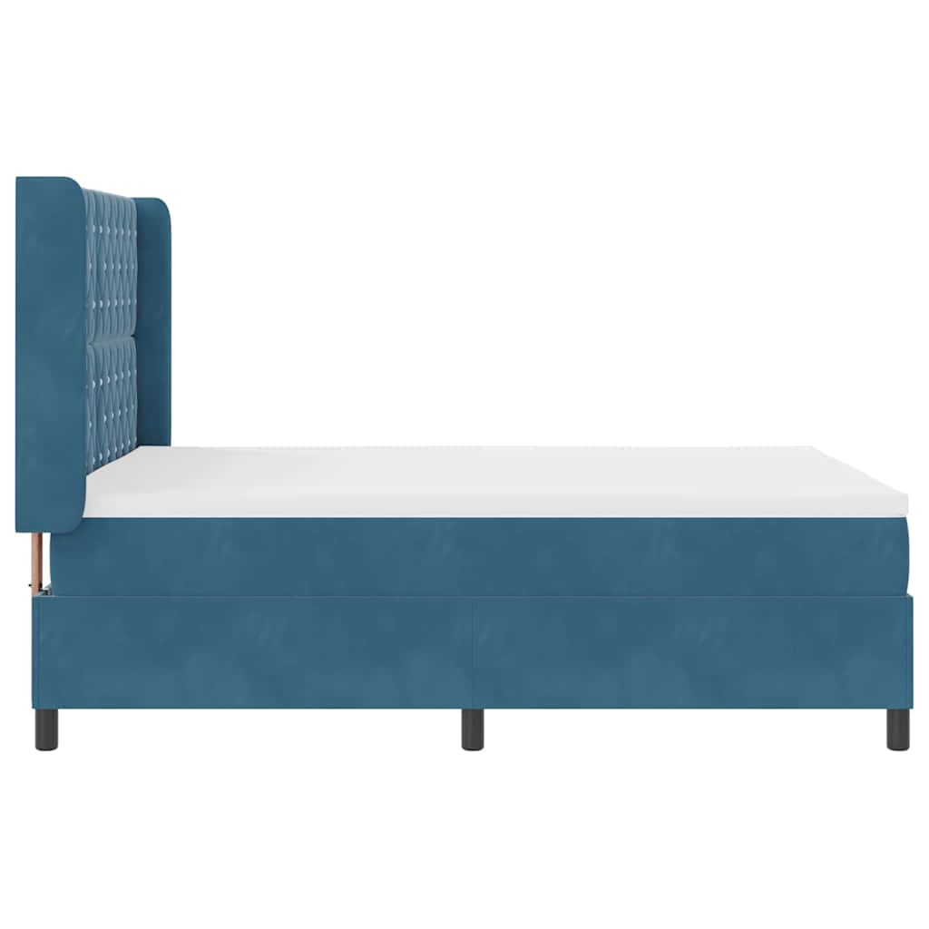 Boxspringbett mit Kopfteil Blau 140 x 200 cm Samt