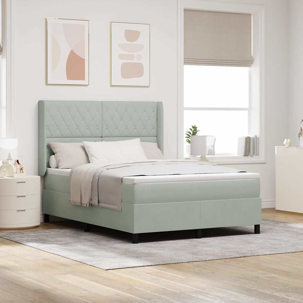 Boxspringbett mit Kopfteil Hellgrau 160 x 200 cm Samt