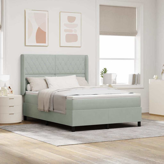 Boxspringbett mit Kopfteil Hellgrau 160 x 200 cm Samt