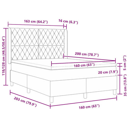 Boxspringbett mit Kopfteil Hellgrau 160 x 200 cm Samt
