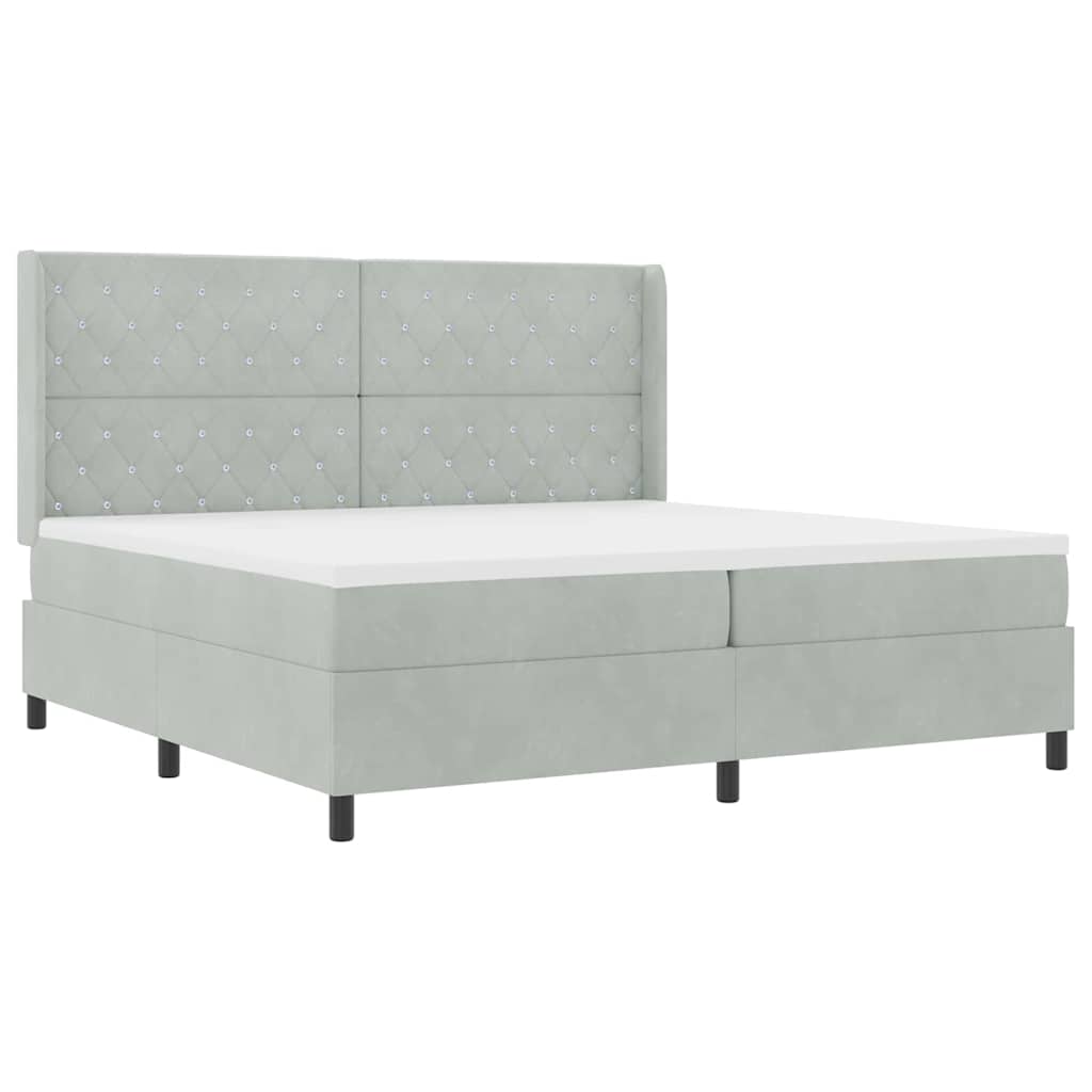 Boxspringbett mit Kopfteil Hellgrau 200 x 200 cm Samt