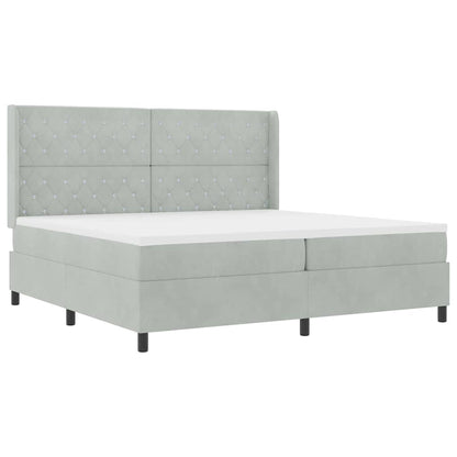 Boxspringbett mit Kopfteil Hellgrau 200 x 200 cm Samt