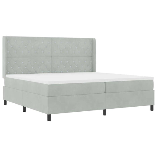 Boxspringbett mit Kopfteil Hellgrau 200 x 200 cm Samt