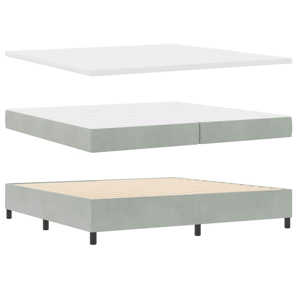 Boxspringbett mit Kopfteil Hellgrau 200 x 200 cm Samt