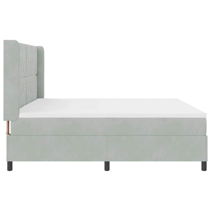 Boxspringbett mit Kopfteil Hellgrau 200 x 200 cm Samt