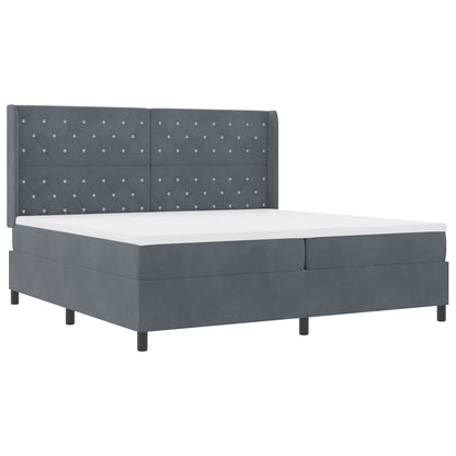 Boxspringbett mit Kopfteil Dunkelgrau 200 x 200 cm Samt
