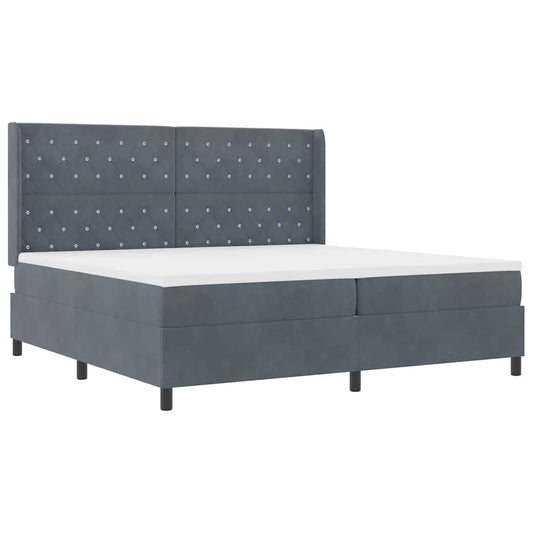 Boxspringbett mit Kopfteil Dunkelgrau 200 x 200 cm Samt