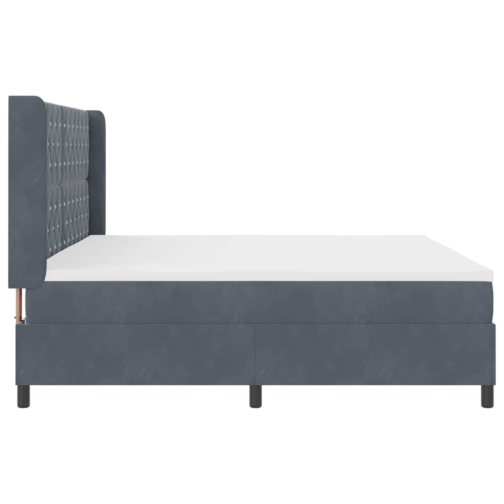 Boxspringbett mit Kopfteil Dunkelgrau 200 x 200 cm Samt