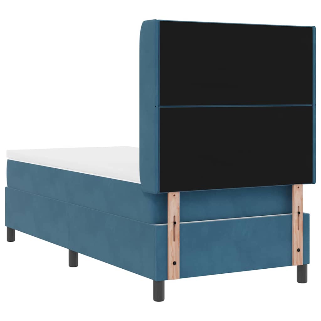 Boxspringbett mit Kopfteil Blau 90 x 190 cm Samt