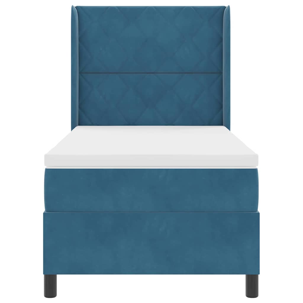 Boxspringbett mit Kopfteil Blau 90 x 190 cm Samt