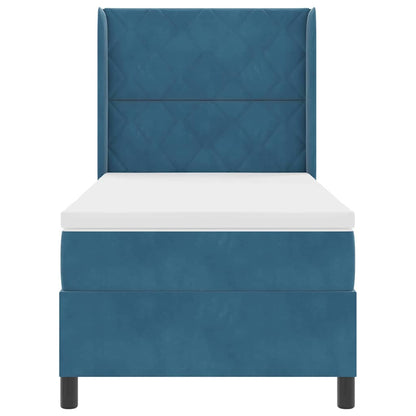 Boxspringbett mit Kopfteil Blau 90 x 200 cm Samt