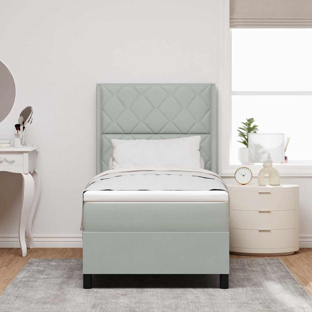 Boxspringbett mit Kopfteil Hellgrau 100 x 200 cm Samt