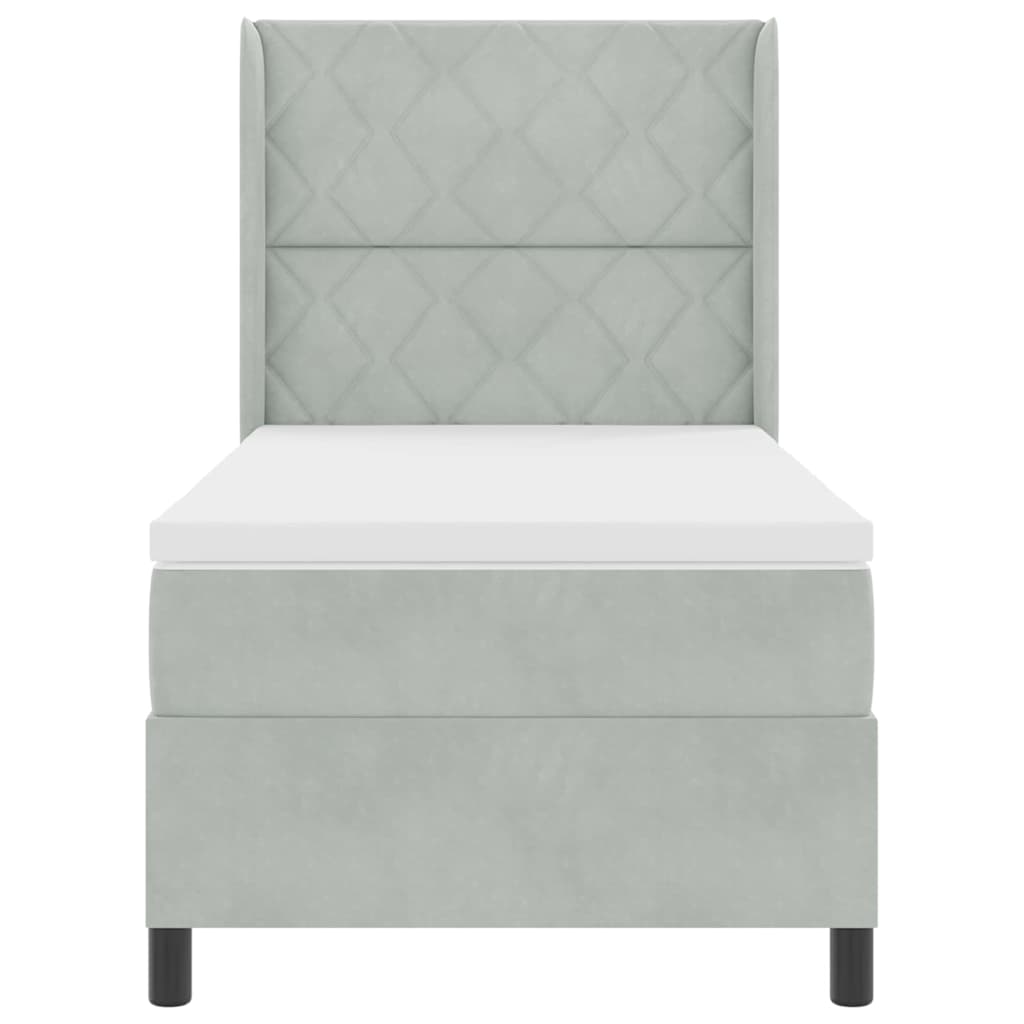 Boxspringbett mit Kopfteil Hellgrau 100 x 200 cm Samt