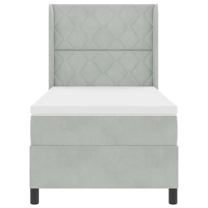 Boxspringbett mit Kopfteil Hellgrau 100 x 200 cm Samt