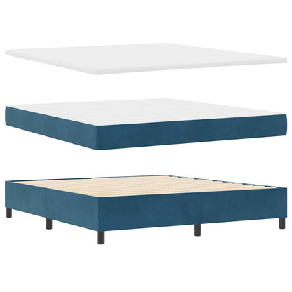 Boxspringbett mit Kopfteil Blau 180 x 200 cm Samt
