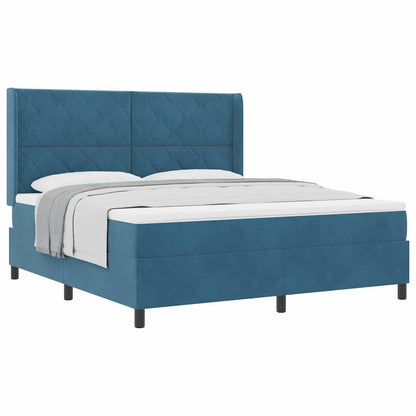 Boxspringbett mit Kopfteil Blau 180 x 200 cm Samt