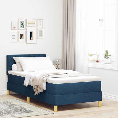 Boxspringbett mit Matratze mit Kopfteil Blau 100 x 200 cm Stoff
