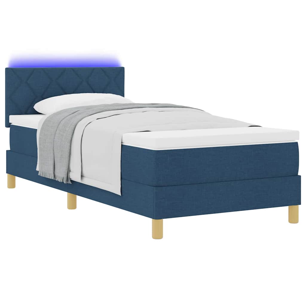 Boxspringbett mit Matratze mit Kopfteil Blau 100 x 200 cm Stoff