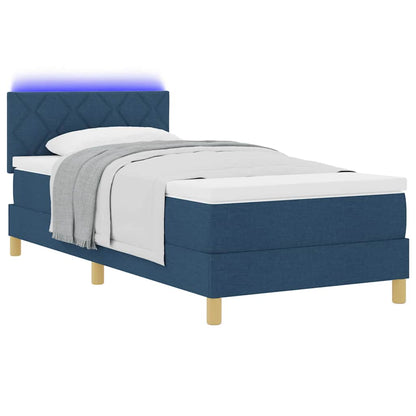 Boxspringbett mit Matratze mit Kopfteil Blau 100 x 200 cm Stoff