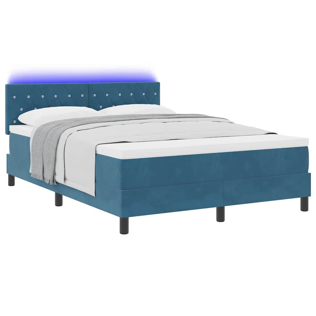 Boxspringbett mit Kopfteil Dunkelblau 140 x 200 cm Samt