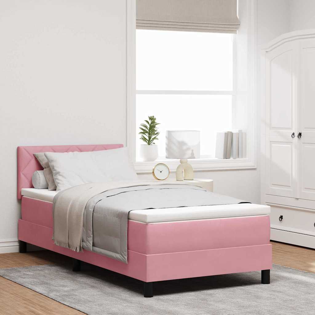 LED Boxspringbett mit Matratze Rosa 100 x 200 cm Samt
