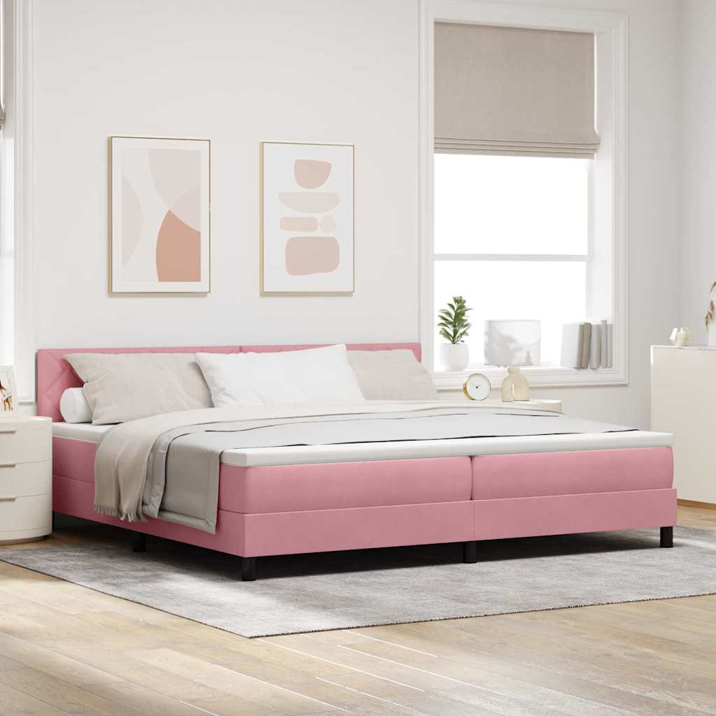 Boxspringbett mit Kopfteil Rosa 200 x 200 cm Samt