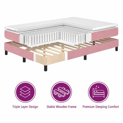 Boxspringbett mit Kopfteil Rosa 200 x 200 cm Samt