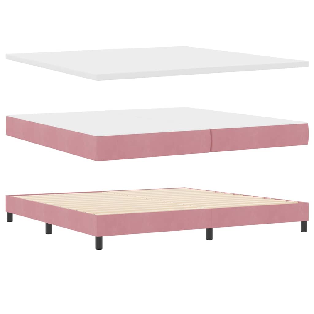 Boxspringbett mit Kopfteil Rosa 200 x 200 cm Samt