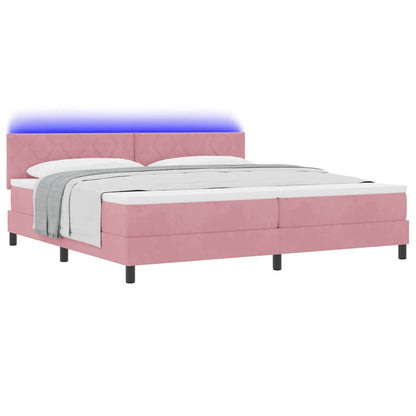 Boxspringbett mit Kopfteil Rosa 200 x 200 cm Samt