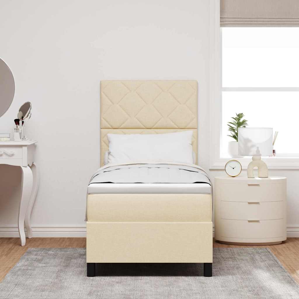 Boxspringbett mit Matratze mit Kopfteil Creme 80 x 200 cm Stoff