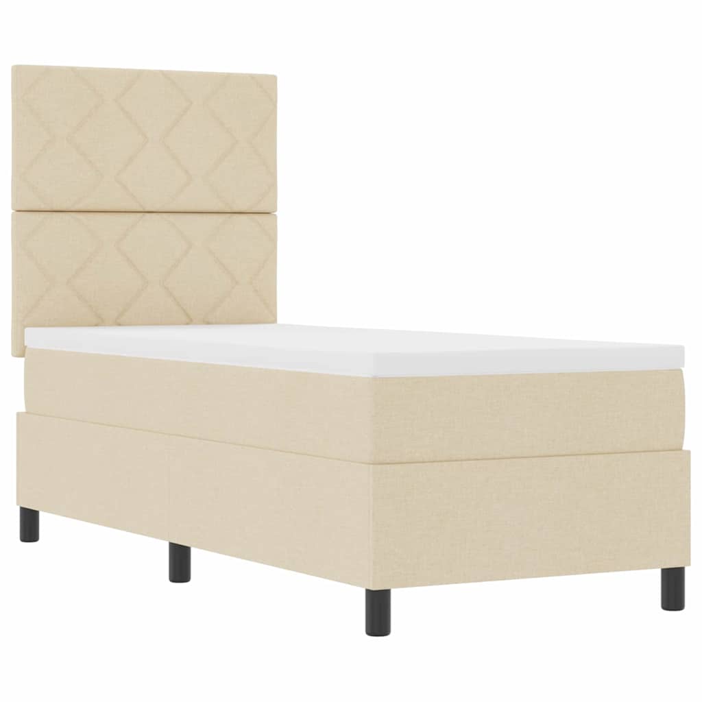 Boxspringbett mit Matratze mit Kopfteil Creme 80 x 200 cm Stoff