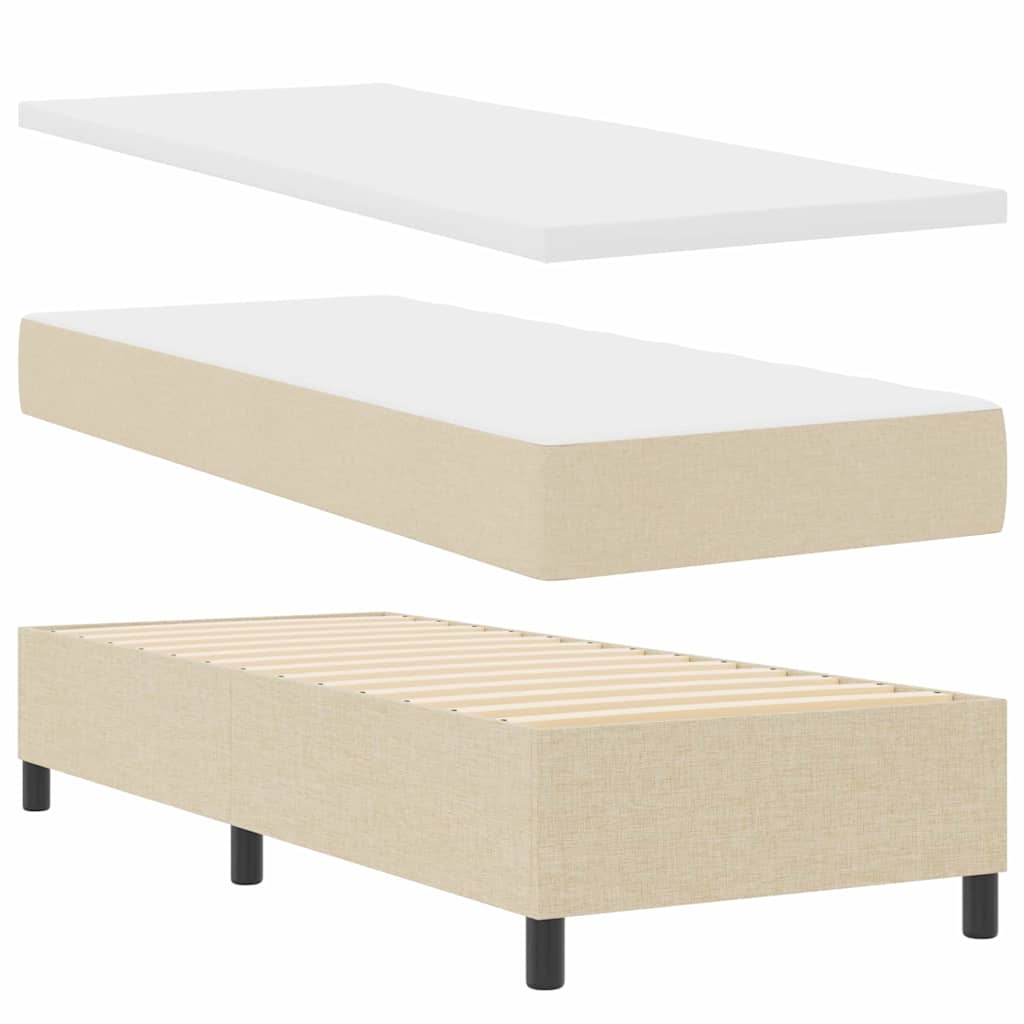 Boxspringbett mit Matratze mit Kopfteil Creme 80 x 200 cm Stoff