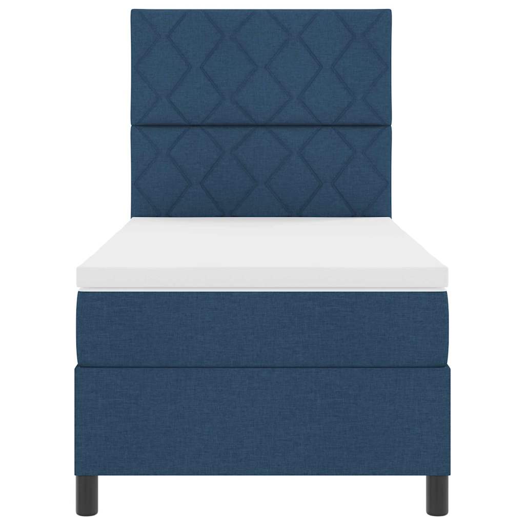 Boxspringbett mit Matratze mit Kopfteil Blau 100 x 200 cm Stoff