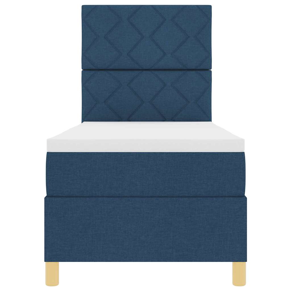 Boxspringbett mit Matratze mit Kopfteil Blau 80 x 200 cm Stoff