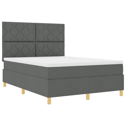 Boxspringbett mit Matratze Dunkelgrau 140 x 190 cm Stoff