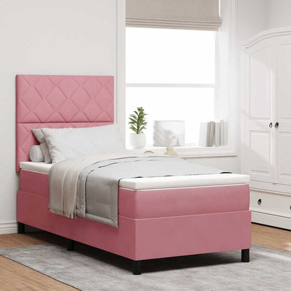 Boxspringbett mit Matratze mit Kopfteil Rosa 100 x 200 cm Samt