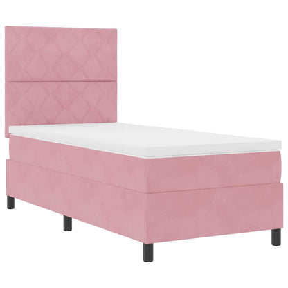 Boxspringbett mit Matratze mit Kopfteil Rosa 100 x 200 cm Samt