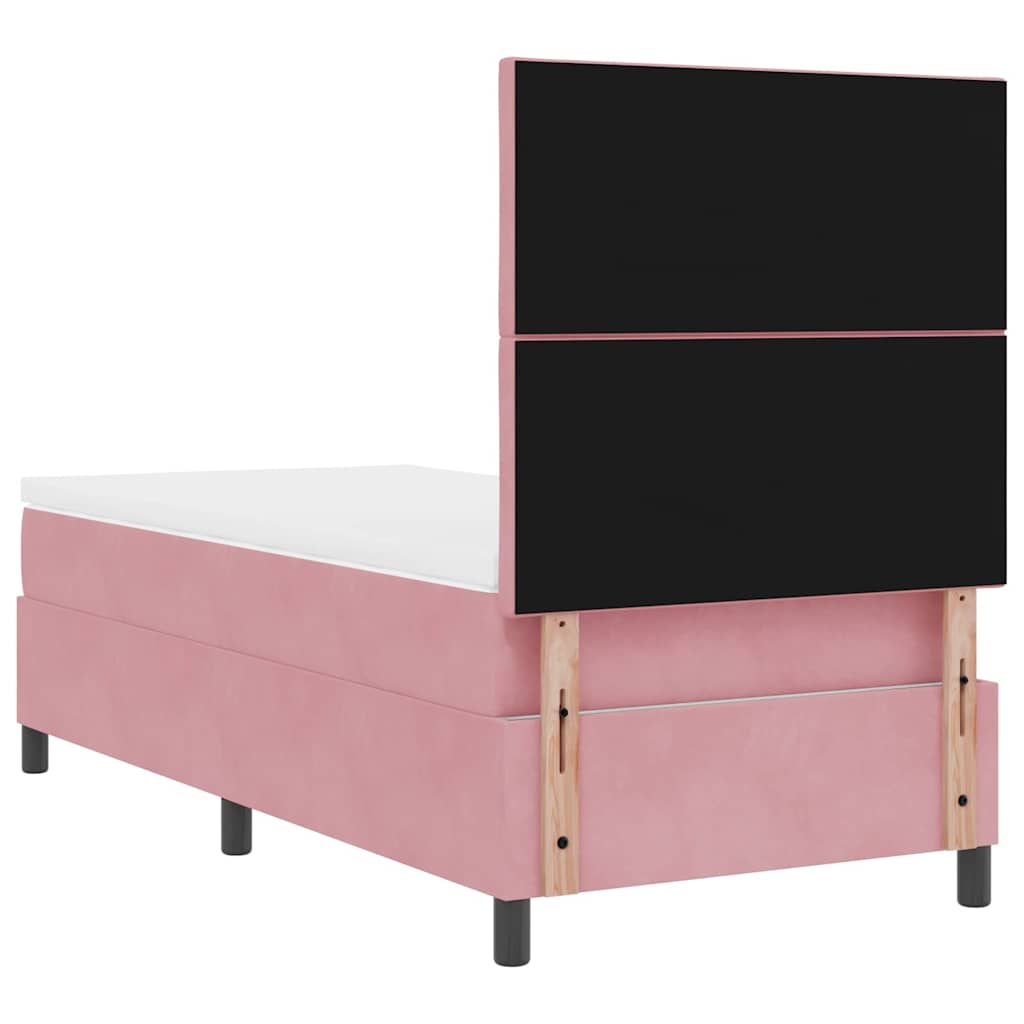 Boxspringbett mit Matratze mit Kopfteil Rosa 100 x 200 cm Samt