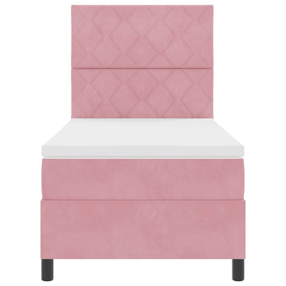Boxspringbett mit Matratze mit Kopfteil Rosa 100 x 200 cm Samt