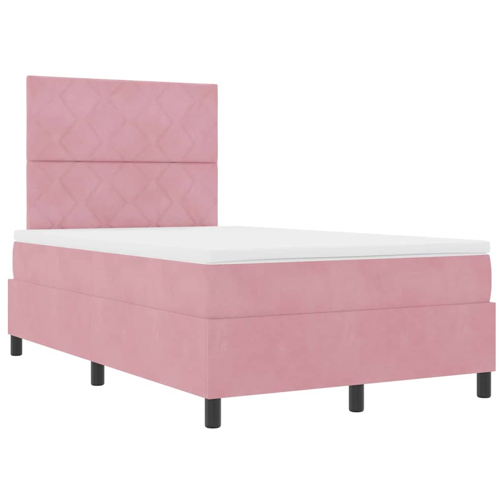 Boxspringbett mit Matratze mit Kopfteil Rosa 120 x 190 cm Samt