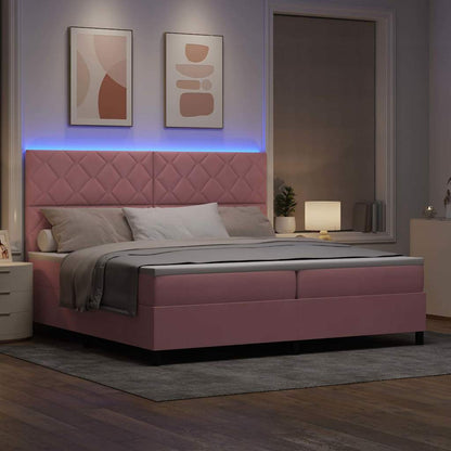 Boxspringbett mit Matratze mit Kopfteil Rosa 200 x 200 cm Samt