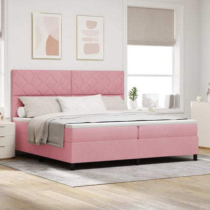 Boxspringbett mit Matratze mit Kopfteil Rosa 200 x 200 cm Samt