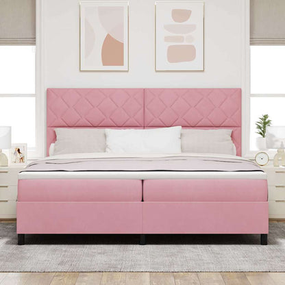 Boxspringbett mit Matratze mit Kopfteil Rosa 200 x 200 cm Samt