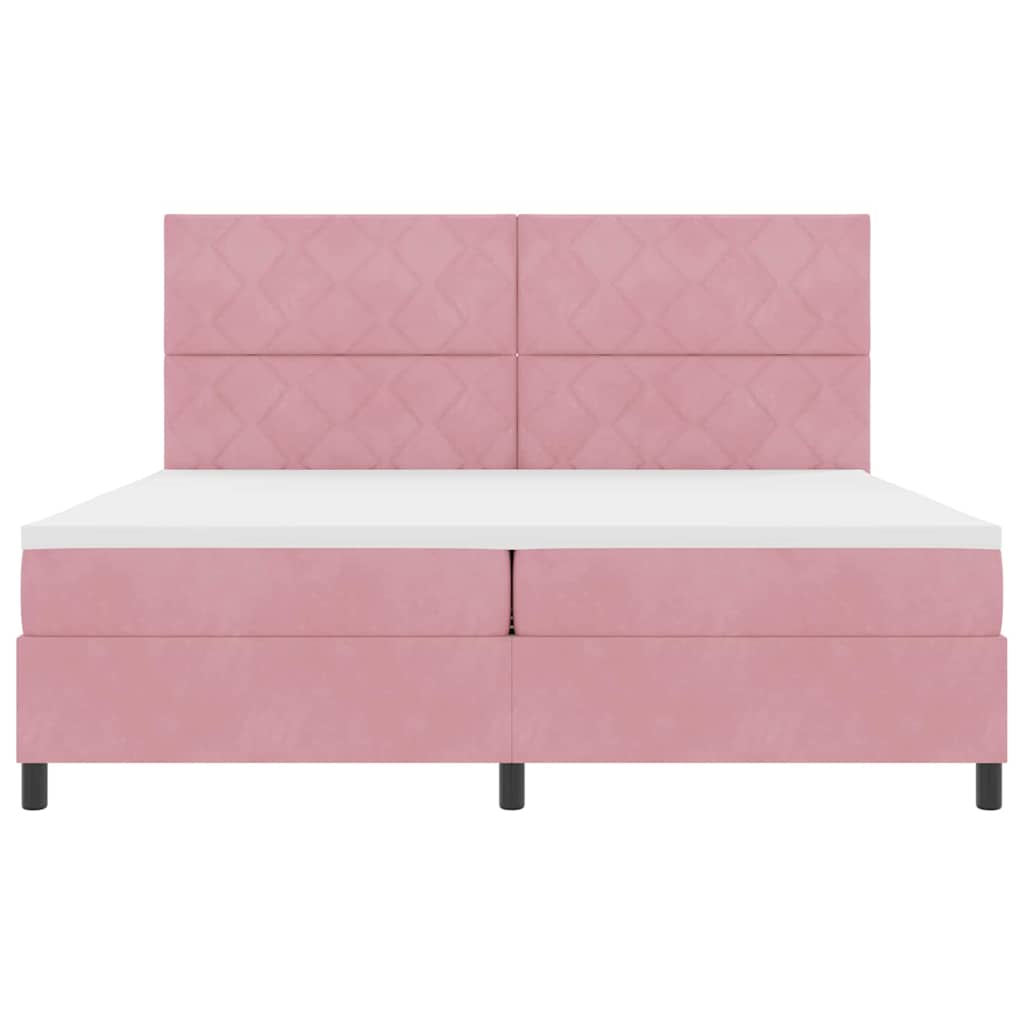Boxspringbett mit Matratze mit Kopfteil Rosa 200 x 200 cm Samt