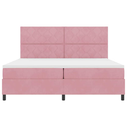 Boxspringbett mit Matratze mit Kopfteil Rosa 200 x 200 cm Samt